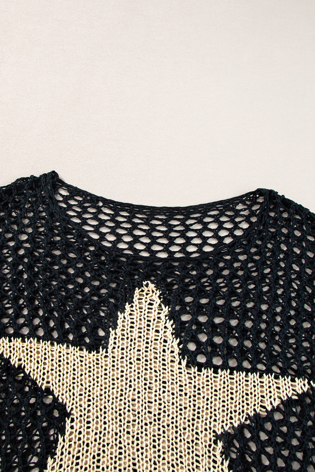 White Star Graphic Crochet Knitted Sweater Top