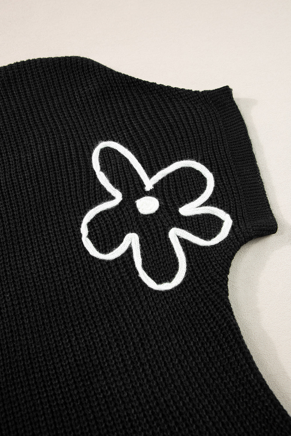 White Flower Embroidery Sweater Top