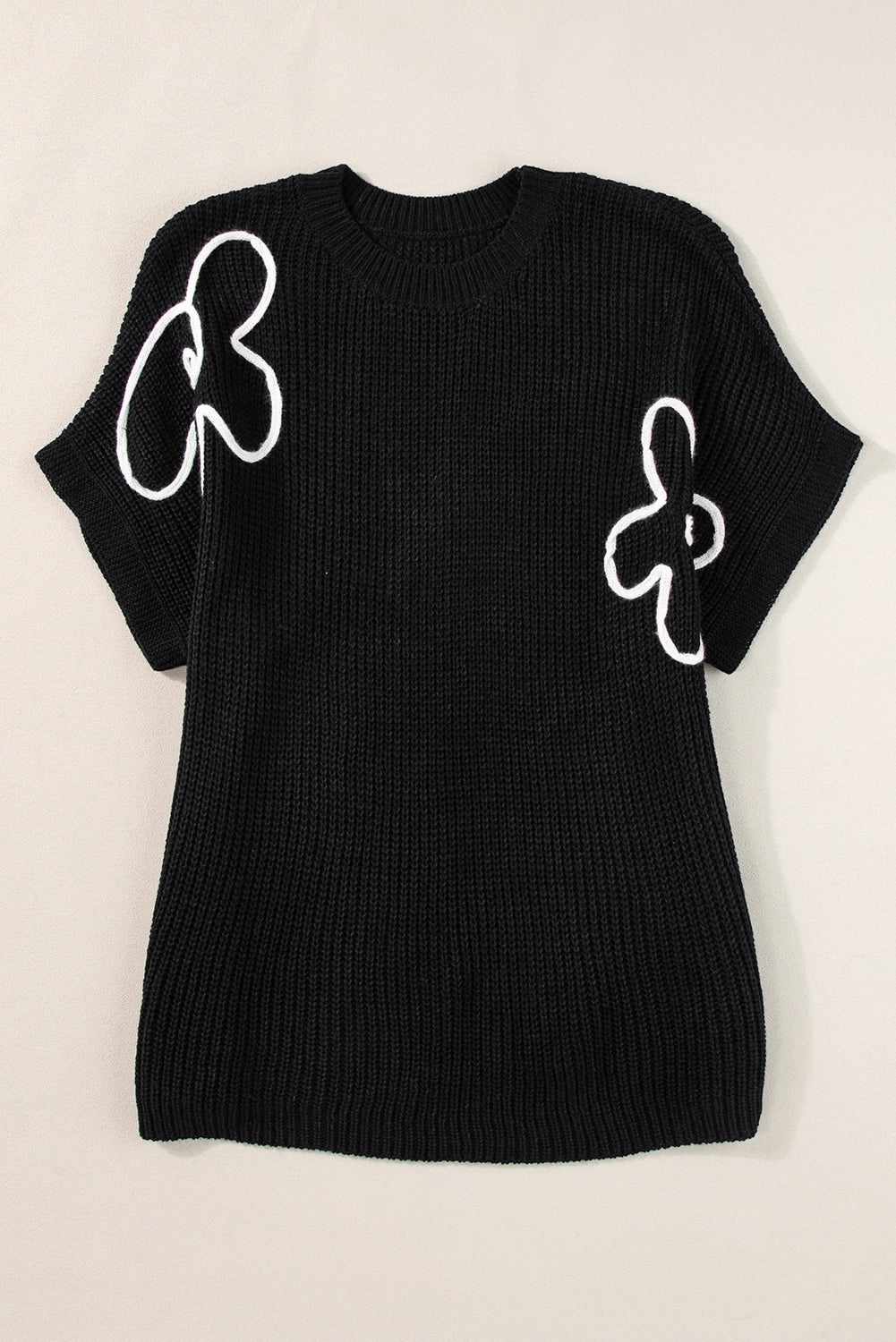 White Flower Embroidery Sweater Top