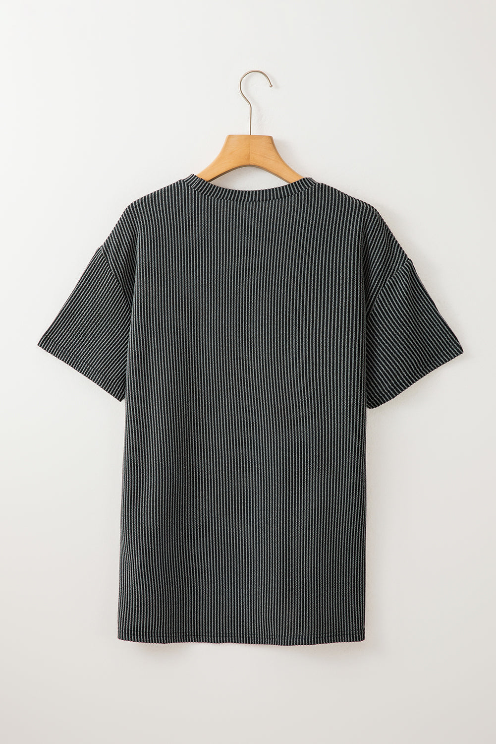 Beige Corded Knit Pocketed Loose Fit T Shirt