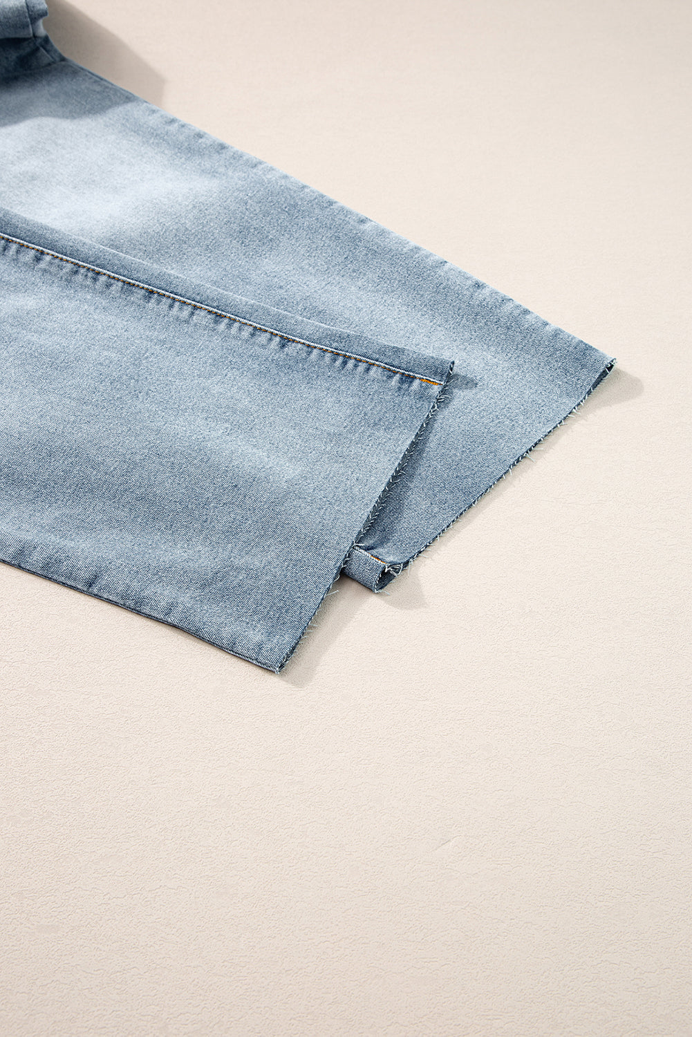 Light Blue Acid Wash Raw Edge Straight Jeans