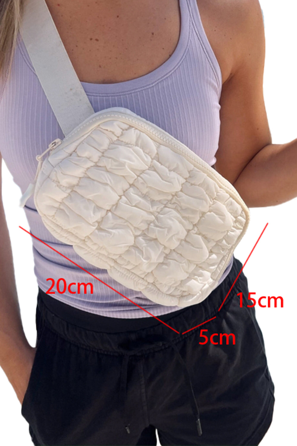 White Quilted Puffer Belt Bag Fanny Pack