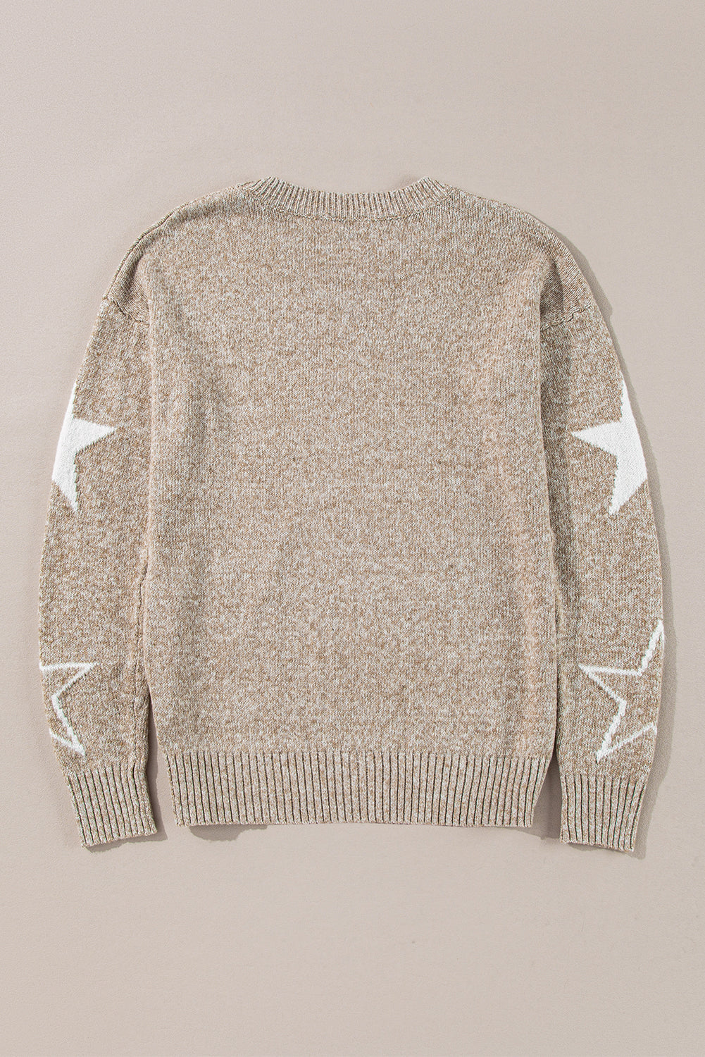 Khaki Star Pattern Drop Shoulder Sweater