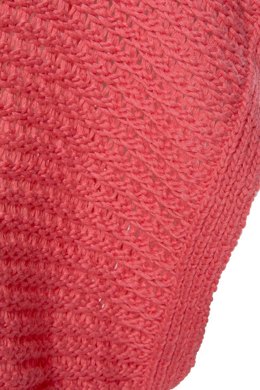 Pink Solid Loose Knit Short Dolman Sleeve Sweater