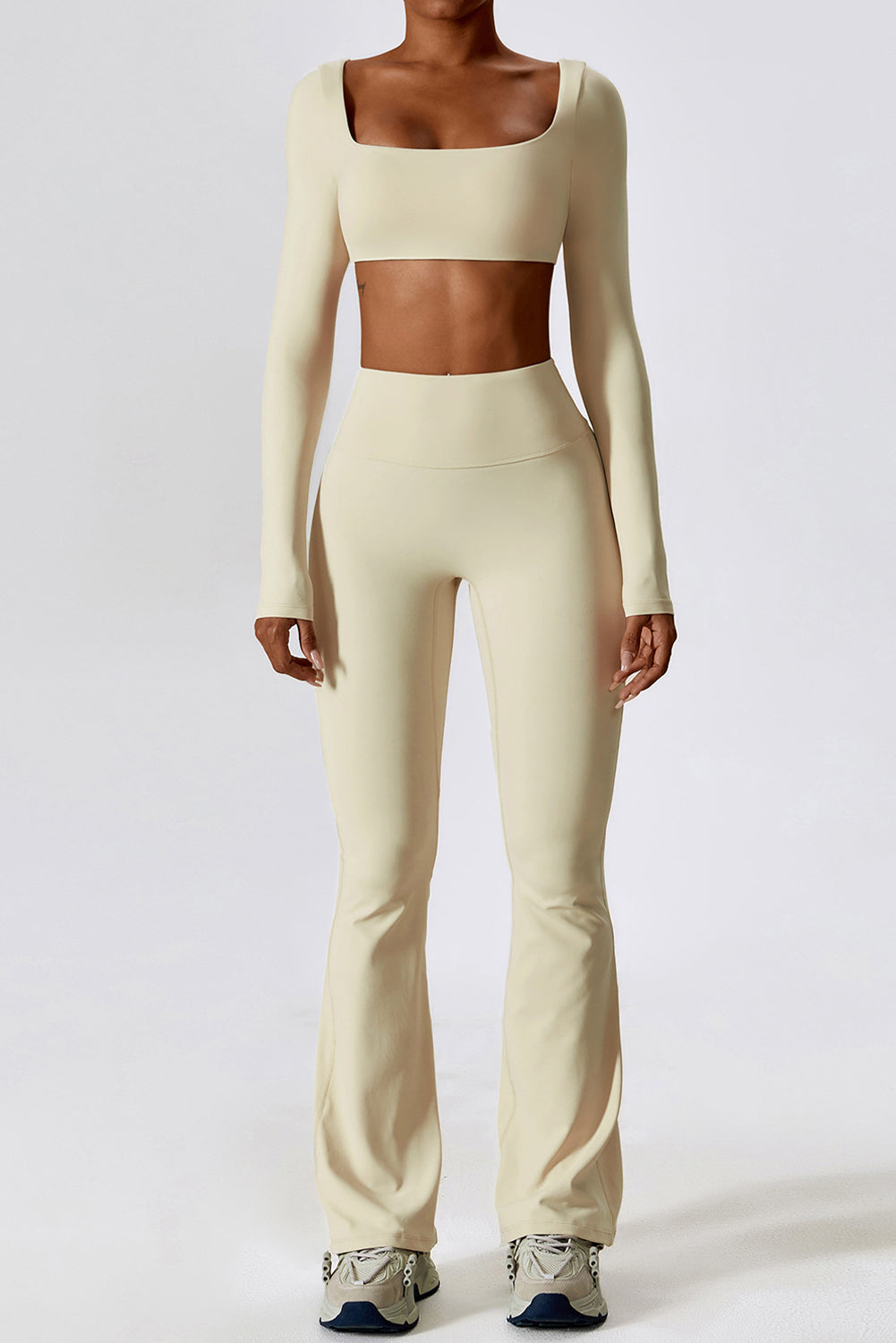 Apricot Square Neck Cropped Active Top & Pants Set