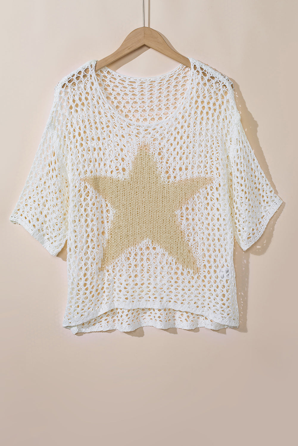 White Star Graphic Crochet Knitted Sweater Top