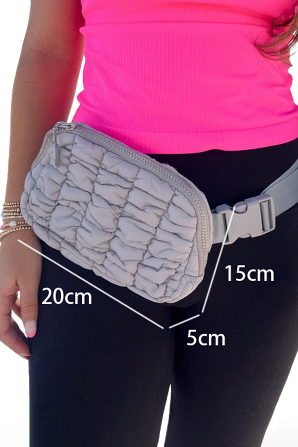 White Quilted Puffer Belt Bag Fanny Pack