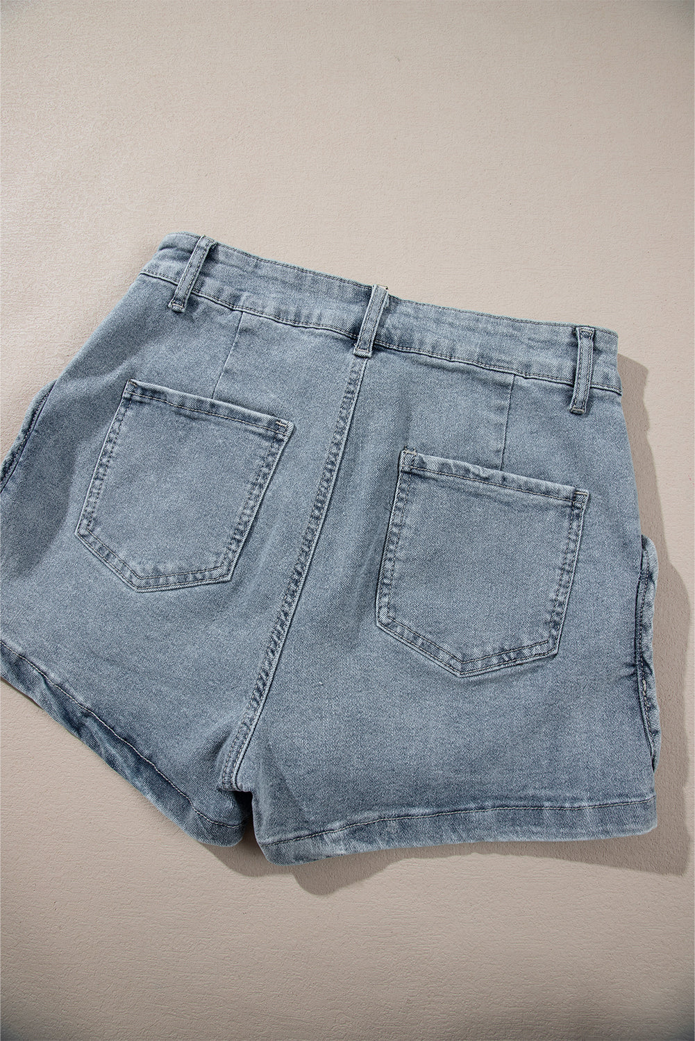 Dusk Blue Studded Acid Wash Jean Shorts