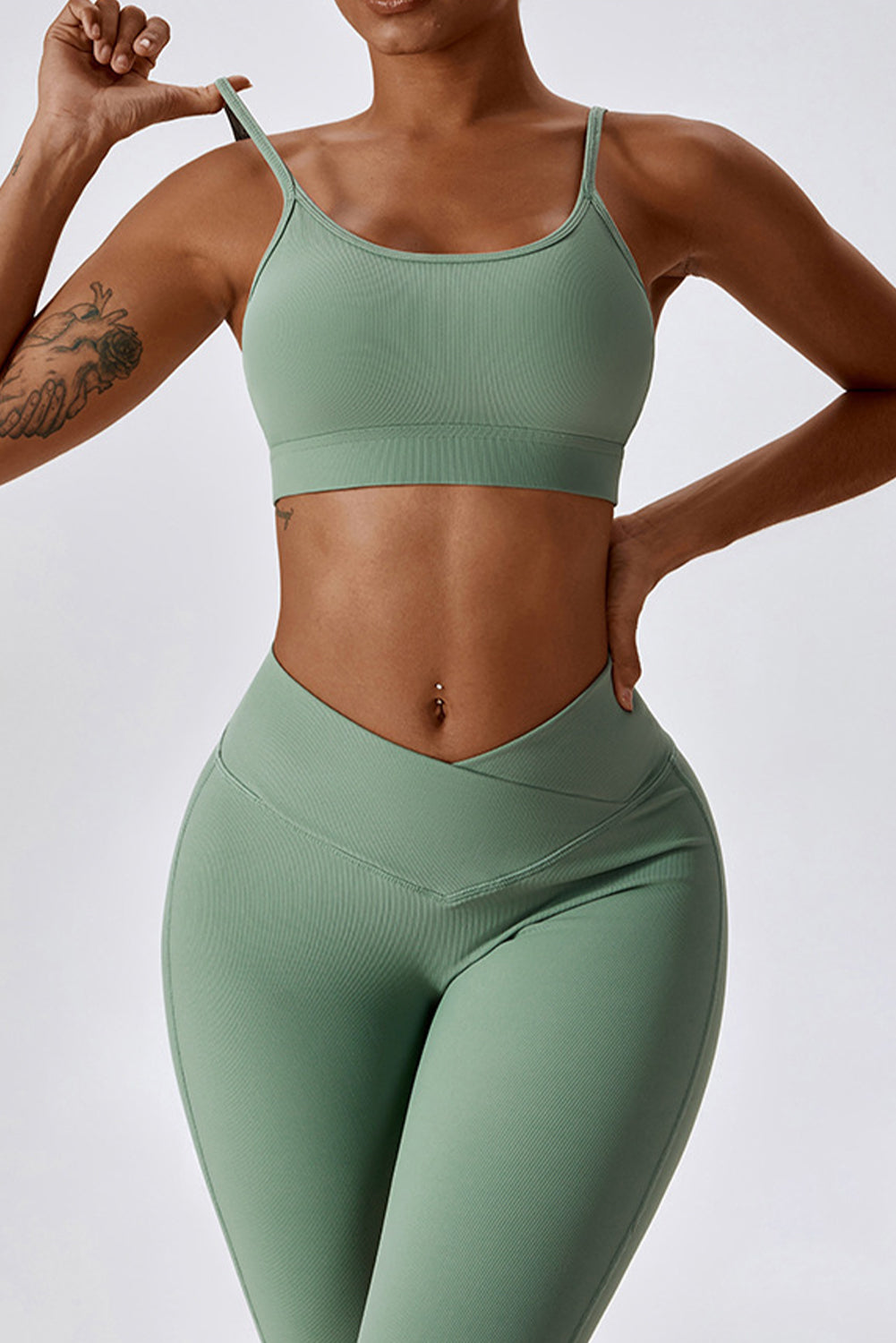 Grass Green Active Bra and Arched Leggings Active Workout Set